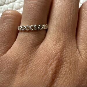 .925 Silver Heart Band Ring size 7.5